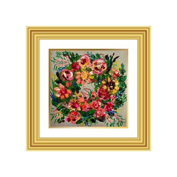 SACRED | Hand-Painted Christmas Wreath Original Art + Personalized Holiday Cards | 5.5” Acrylic Mixed Media | Custom Family Greeting