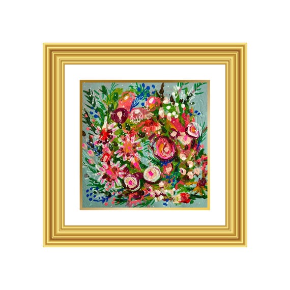 RADIANT | Hand-Painted Christmas Wreath Original Art + Personalized Holiday Cards | 5.5” Acrylic Mixed Media | Custom Family Greeting