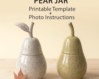 PEAR JAR pottery template, printable  slab building pattern and tutorial, DIY ceramic project