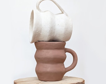 Wavy Mug Pottery Template | Printable Ceramic Pattern | Slab Building Tutorial | Step by Step Guide | Unique Cup Pattern