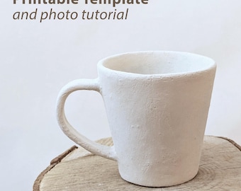 Mug Pottery Template | Printable Pottery Pattern | Slab Building Tutorial | Step by Step Guide | PDF Instant Download | Conical Cup Pattern