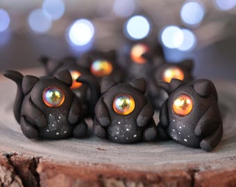 Handmade Micro Catronaut Figurine, Clay Animal Totem, Space Kitty