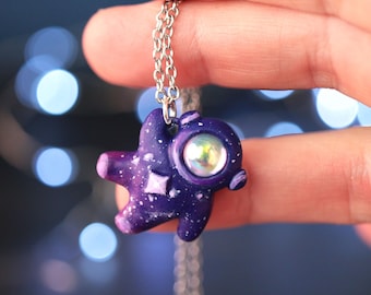 Preorder tiny astronaut necklace, handmade clay pendant, space themed wearable art, unique celestial jewelry, sci fi lover, gift for her