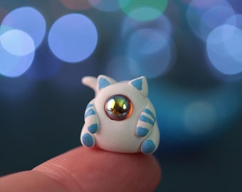 Handmade Micro Catronaut Figurine, Clay Animal Totem, Space Kitty