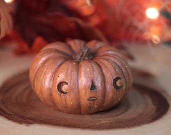 Escultura de calabaza de yeso hecha a mano, figura de calabaza artificial