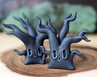 Handmade Spooky Tree Miniature, Haunted Village tree Halloween decoration, Tiny black tree with gnarled twisted branches