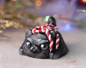 Preorder Handmade Kitty Coal Figurine, Cute Grumpy Cat stocking stuffer, Funny Christmas gift