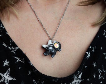 Handmade Dainty Astronaut Necklace with Czech glass