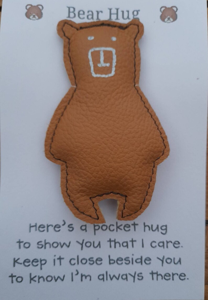 Pocket Bear Hug. Real Leather Padded Teddy Bear. Various Colours