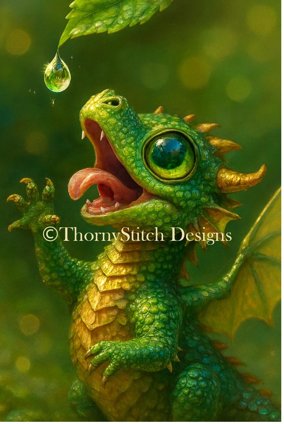 Emerald Drops - Cross Stitch Pattern PDF Download Fantasy Dragon Art - Etsy