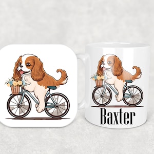 Personalised Cavalier King Charles Spaniel dog Bike Riding Mug / Cup