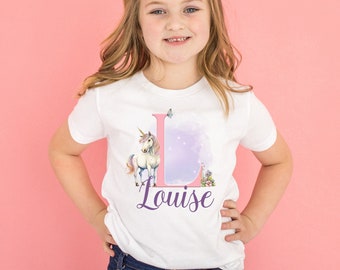 Personalised Unicorn tshirt for Children / Kids Birthdays, Parties