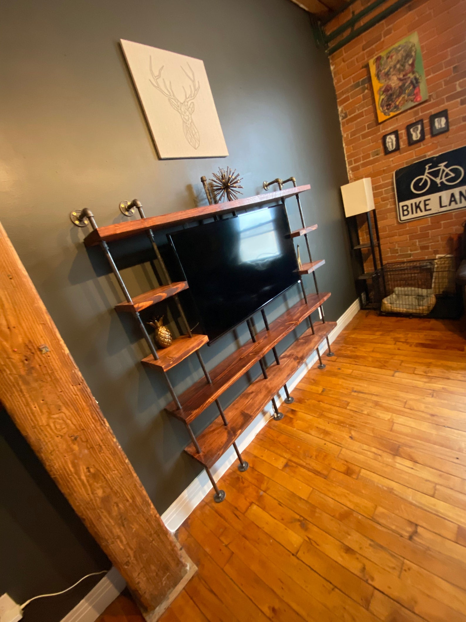 Rustic Industrial Black Pipe TV Stand Etsy