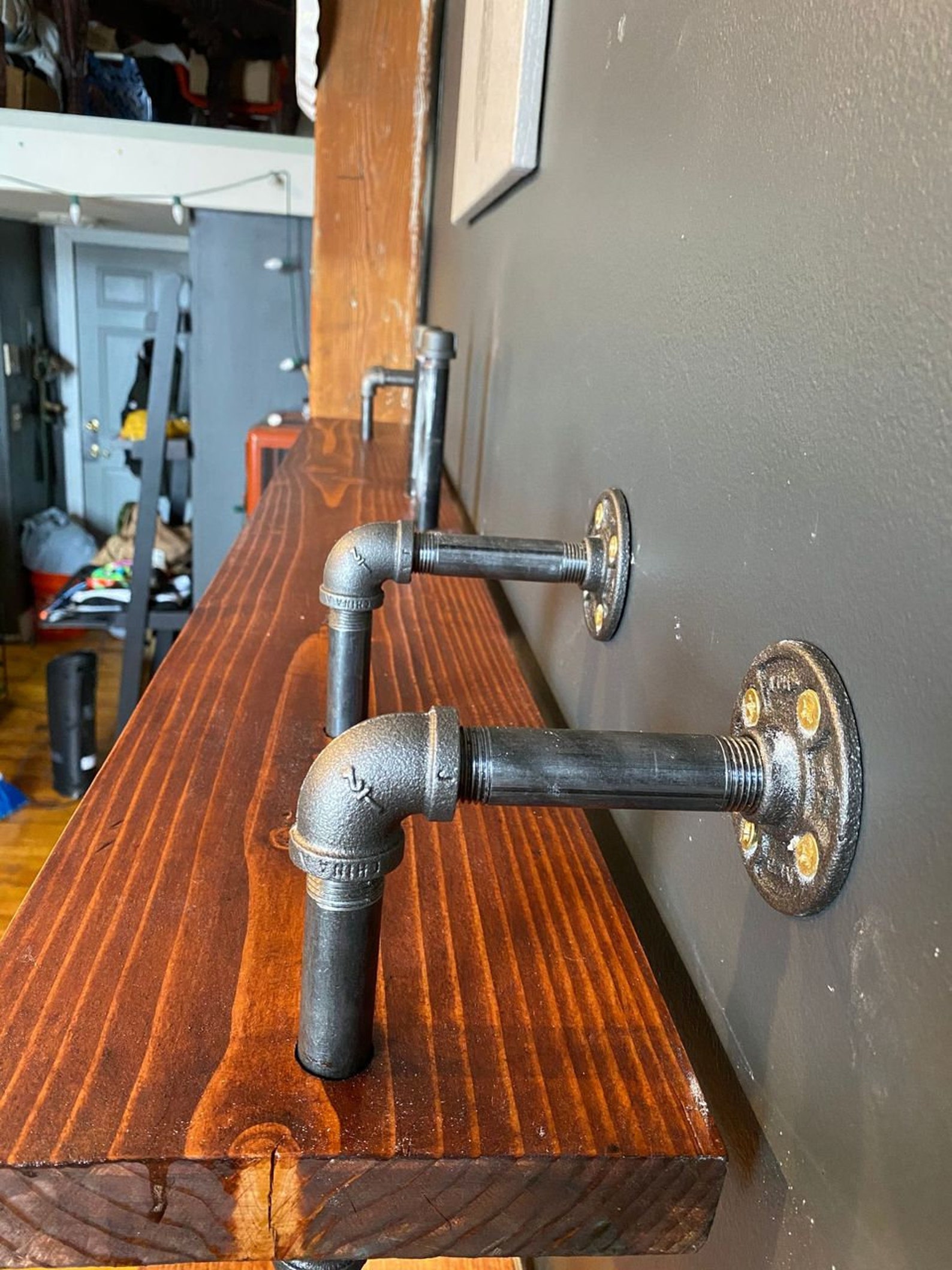 Rustic Industrial Black Pipe TV Stand Etsy