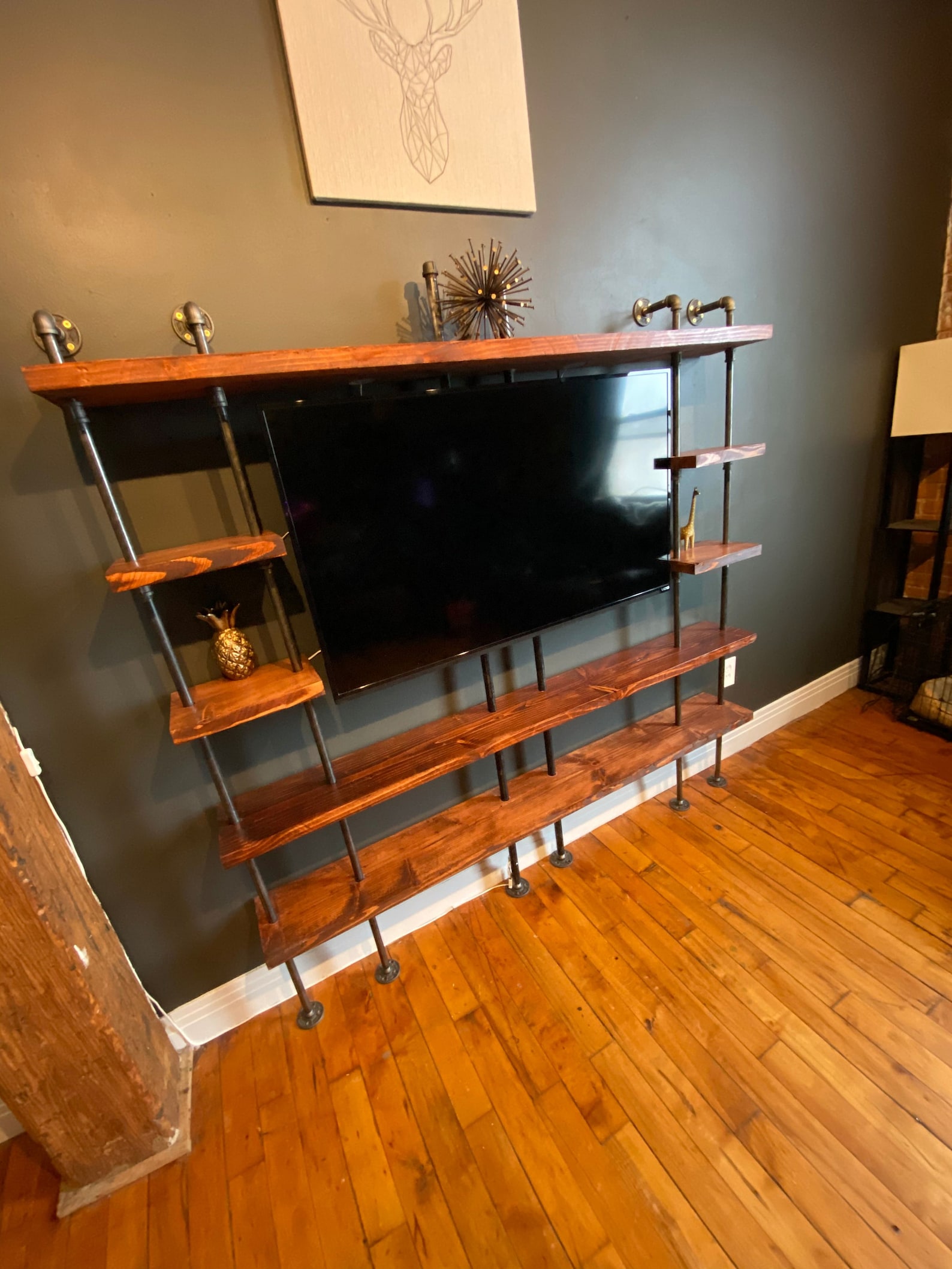 Rustic Industrial Black Pipe TV Stand Etsy