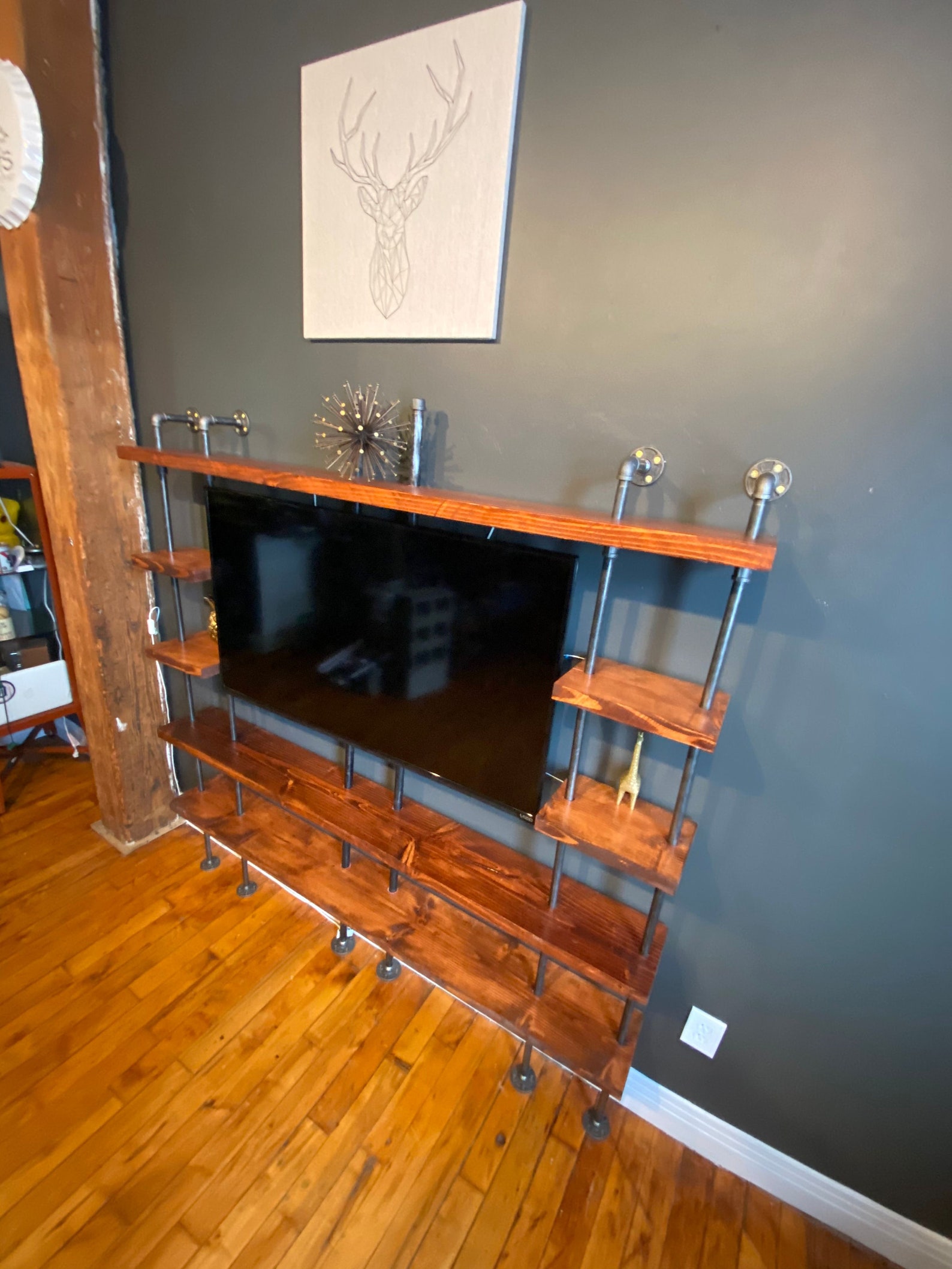 Rustic Industrial Black Pipe TV Stand Etsy
