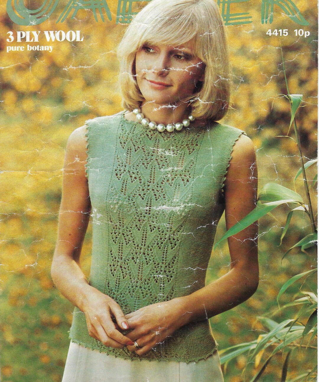 Knitting Pattern for Ladies Sleeveless Vest With Leafy Inset Etsy