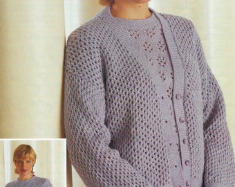 Vintage Ladies Twin Set, Cardigan and Jumper, 36 Bust, 3ply, Knitting ...