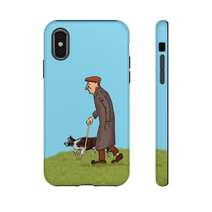 Funda para teléfono con diseño de perro paseando, resistente, protectora, regalo para amantes de los perros, accesorios divertidos para mascotas, funda con diseño de perro.