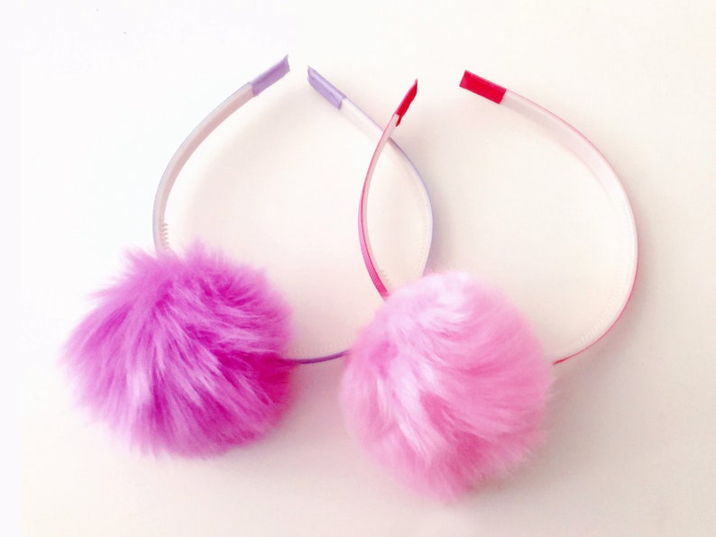 Pom Pom Headband Fluffy Pom Pom Headband Faux Fur Pom Pom Etsy