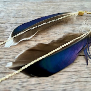 Feather Earring, Long Feather Earring, Boho Feather Earring, Brown Feather Earring, Feather Earring, Wild Duck Feather Earring