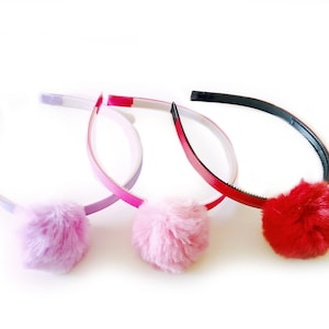 Pom Pom Headband, Hair Accessory, Headband for Girl, Headband, Faux Fur Pom Pom Headband, Party Headband, Birthday Headband, Color Headband
