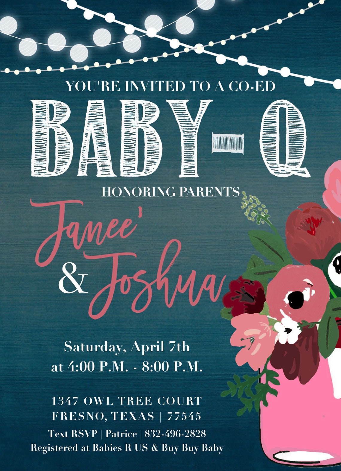 Chic Babyq Baby Shower Invitation pick Your Wording and Etsy