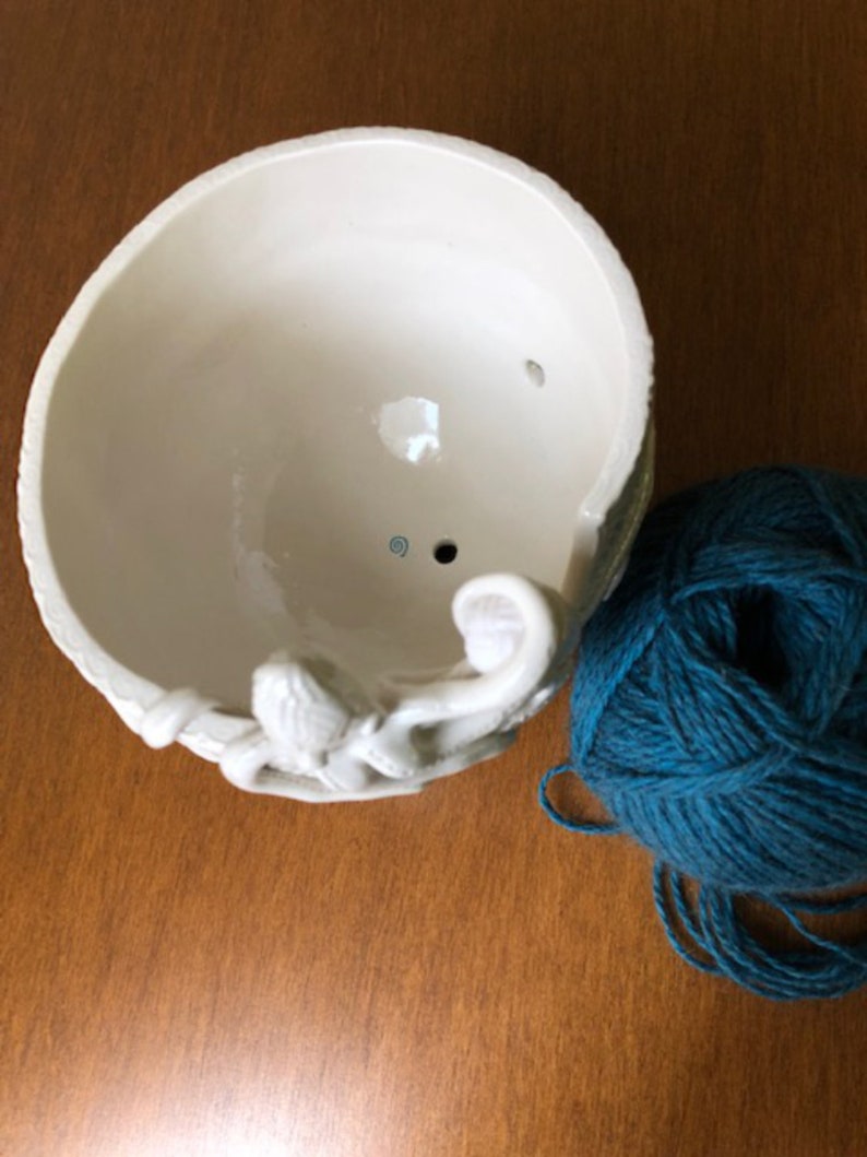 Octopus Porcelain Yarn Bowl wide base indented rim 3 yarn Etsy
