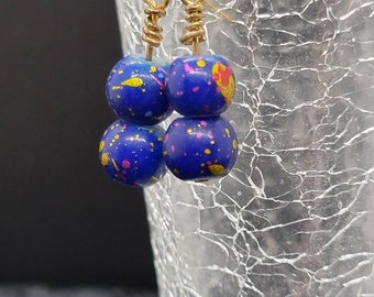 Blue Paint Splatter Earrings