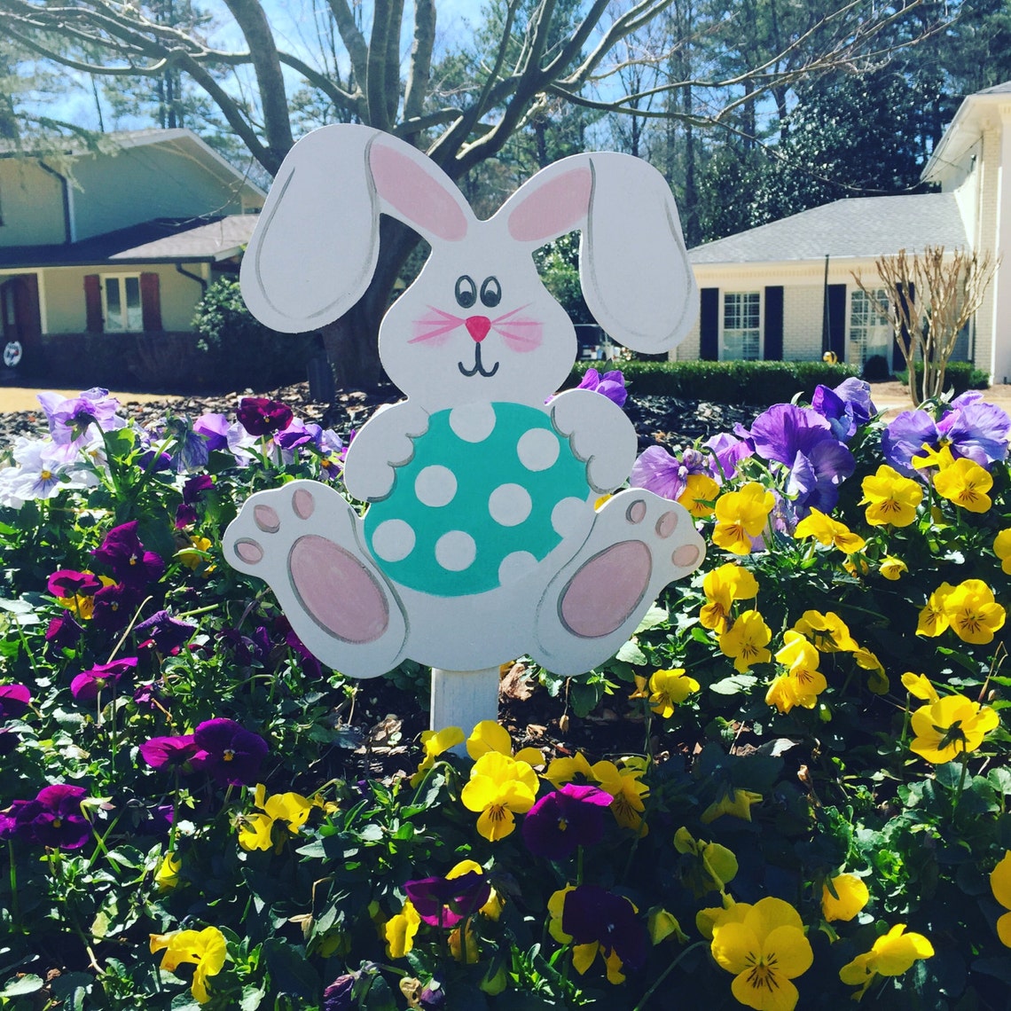 Easter Bunny Garden Stake Etsy