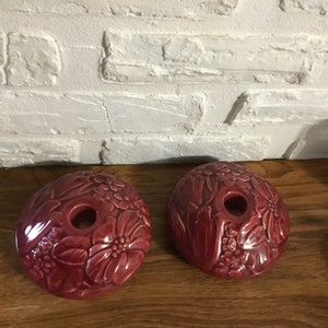 Pair of Vintage Royal Haeger Burgundy Candle Holders