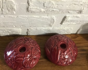 Pair of Vintage Royal Haeger Burgundy Candle Holders