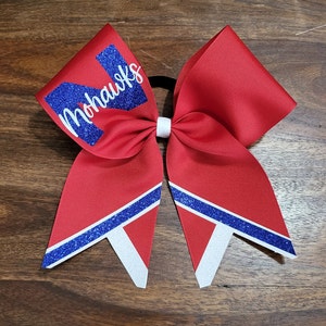 Custom Cheer bow/Softball Bow/Dance Bow with 2 Tone Chevron and 2 Names