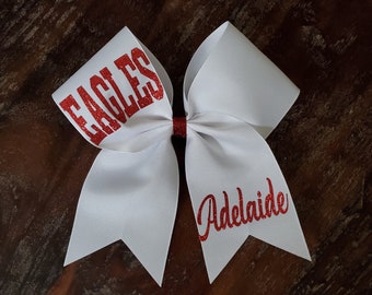 Custom Glitter Cheer bow with 2 Names.
