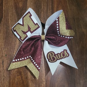 Custom Chevron Tail Striped Cheer Bow/Dance Bow/Softball Bow with 2 names.