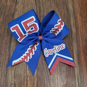 Custom Softball Bow with Name and Number outlined