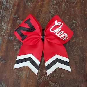 Custom Chevron tail Cheer Bow / softball bow / dance bow with 2 Names.