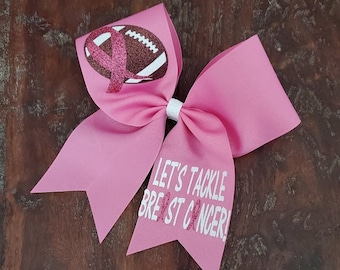 Custom Pink Breast Cancer Awareness Cheer  Bow