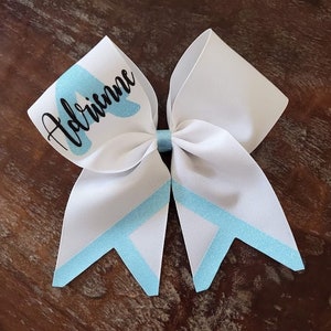 Custom Chevron Tail Cheer Bow / Softball Bow / Dance Bow with 2 names.