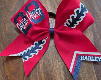 Custom Softball stitch Bow with Name and Number