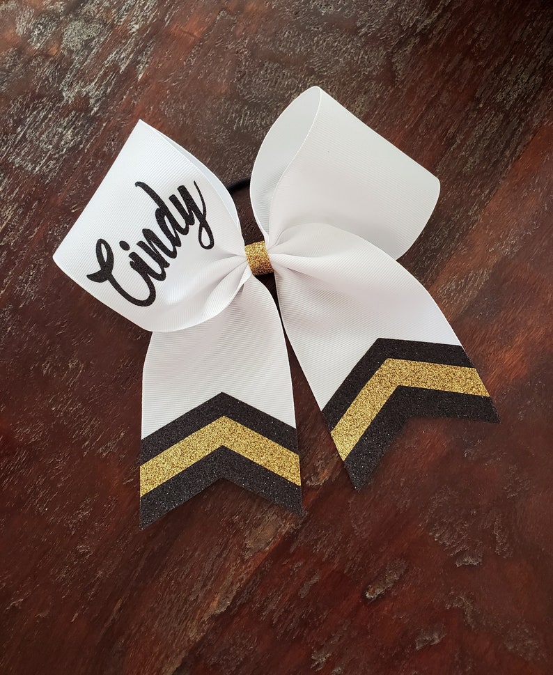 Custom Cheer Bow with Chevron Tail and 1 NAME. image 1