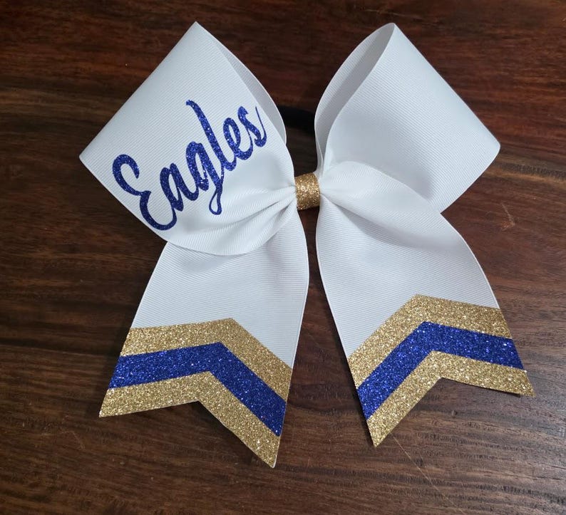 Custom Cheer Bow with Chevron Tail and 1 NAME. image 2