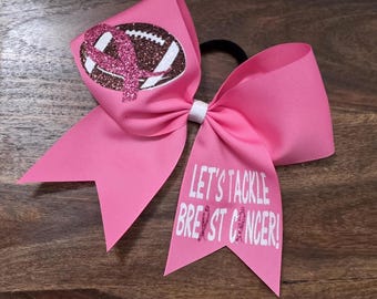 Custom Pink Breast Cancer Awareness Cheer  Bow