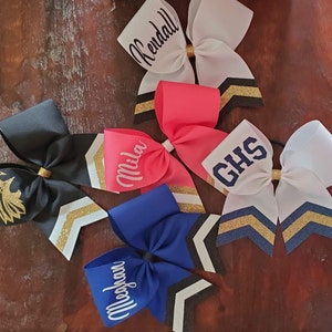 Custom Cheer Bow with Chevron Tail and 1 NAME. image 7