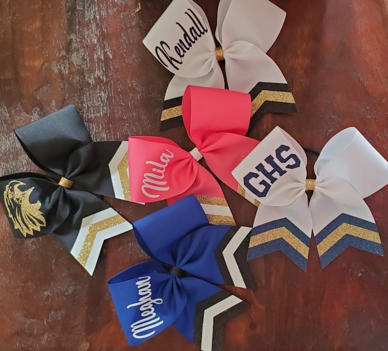 Custom Cheer Bow with Chevron Tail and 1 NAME. image 7