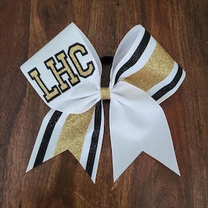 Custom Striped Cheer Bow /Softball Bow / Dance Bow with Stripes and Name