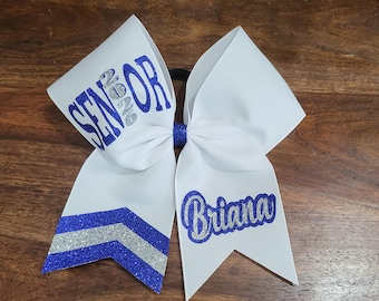 Senior Cheer, Softball, Dance Bow with Chevron tail and 1 Name Layered.