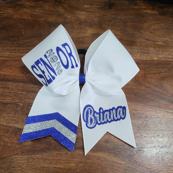 Senior Cheer, Softball, Dance Bow with Chevron tail and 1 Name Layered.