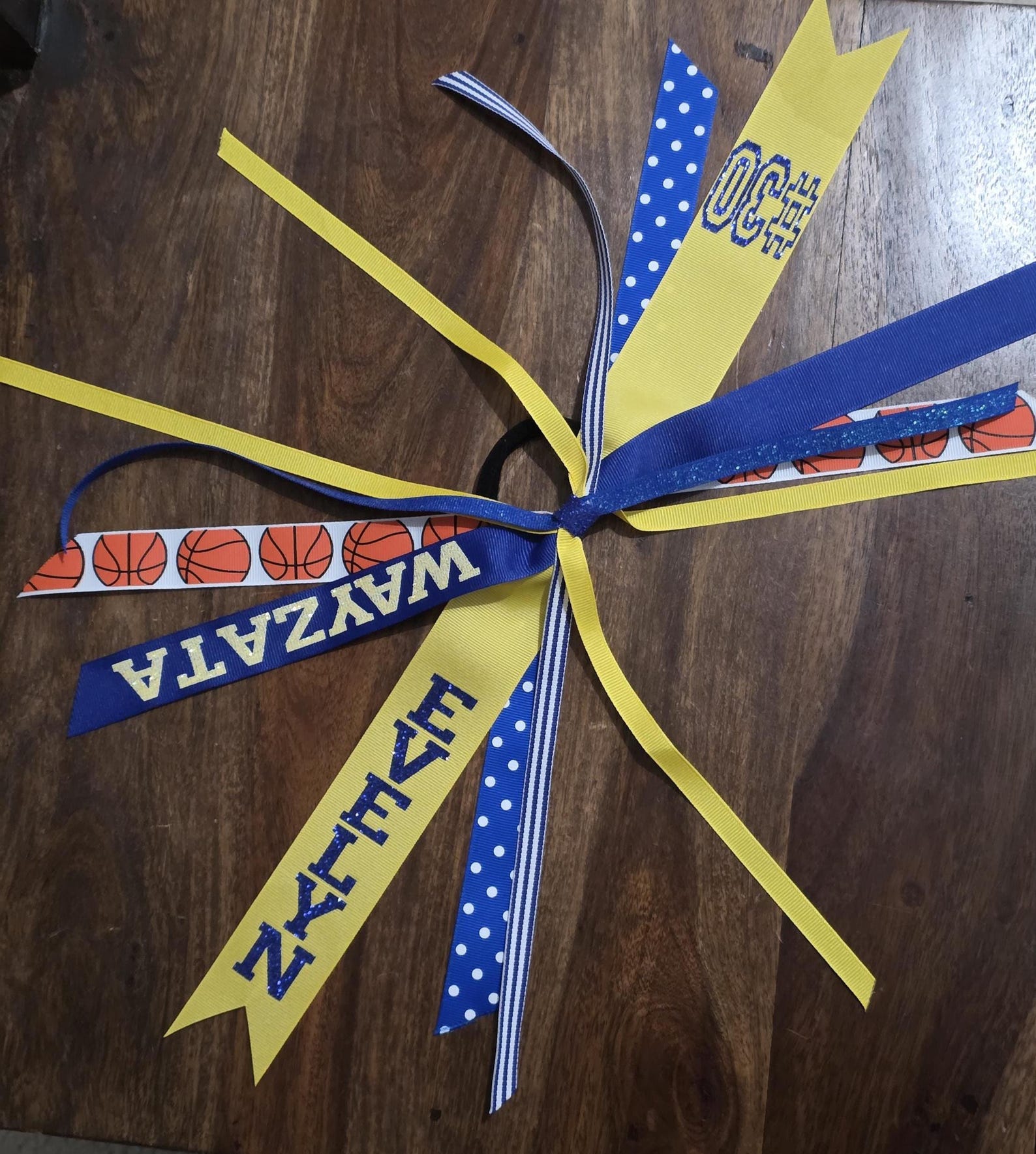 Basketball With Ribbon Custom Basketball Ribbon With 1 Glitter Name and 1 Number - Etsy