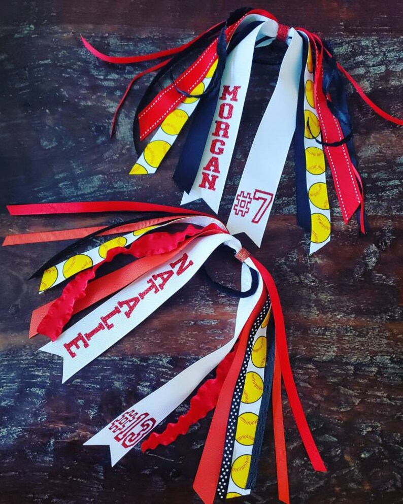 Custom Softball Hair Tie Streamer/ponyo Ribbons/ Spirit Etsy